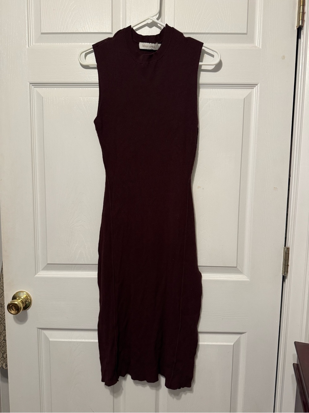 bishop + young Sleeveless Ribbed Maxi Dress in Burgundy